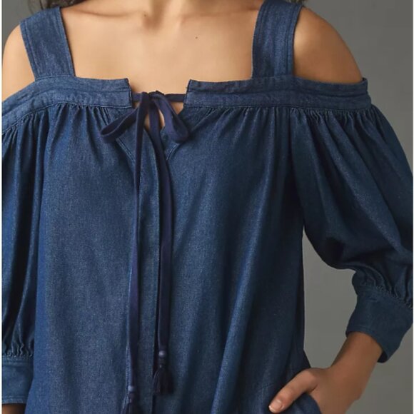 Brand New Plenty by Tracy Reese Off-The-Shoulder Denim Mini Dress - Picture 3 of 8